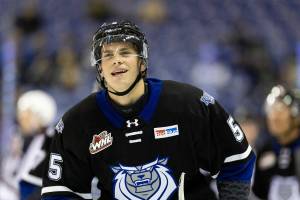 The 18-year-old was named a preliminary player to watch by NHL Central Scouting in October ahead of the 2026 NHL Draft. (Photo courtesy of Kevin Light/Victoria Royals)